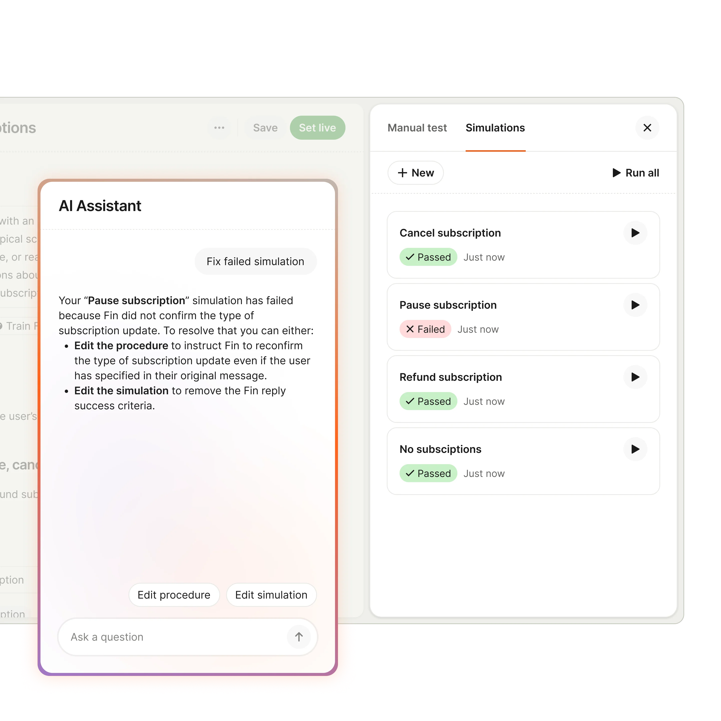 Simulations - test AI conversations